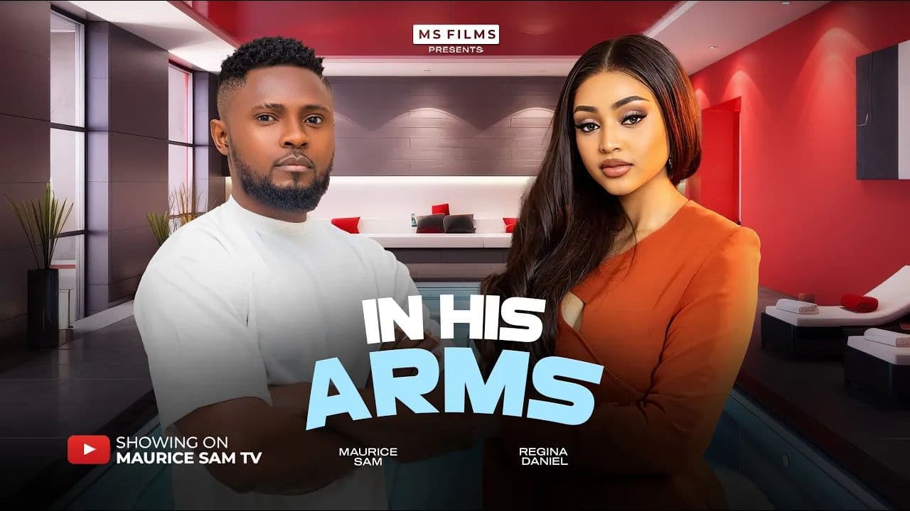 in his arms