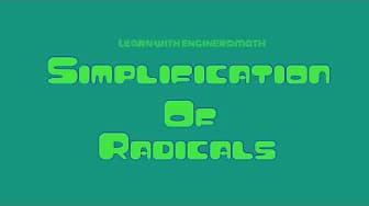 Grade 9 - Simplification of Radicals (Tagalog/Filipino Math)