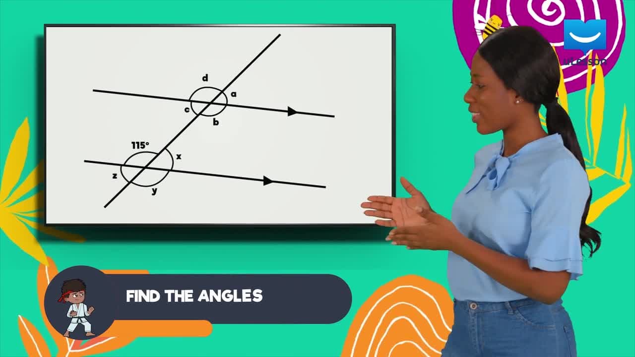 Plane Shapes - Lines - 8 - Find the Angles