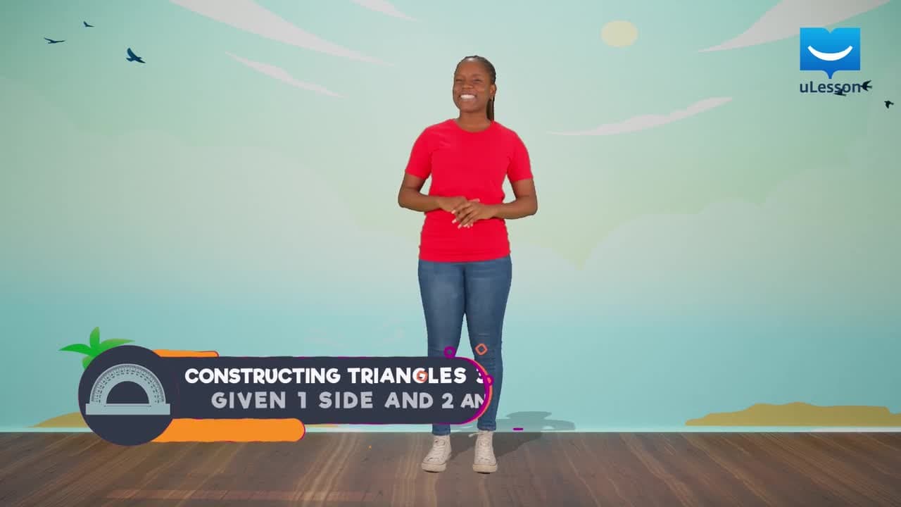 Plane Shapes - Constructing Triangles - 11 - Constructing Triangles 3: Given 1 Side and 2 Angles