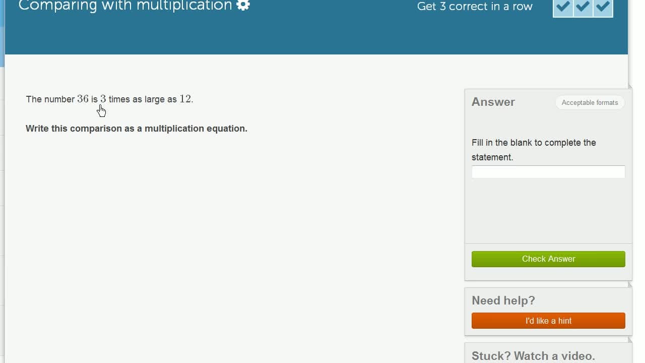 Comparing with Multiplication: Basic Exercises | Arithmetic | Khan Academy